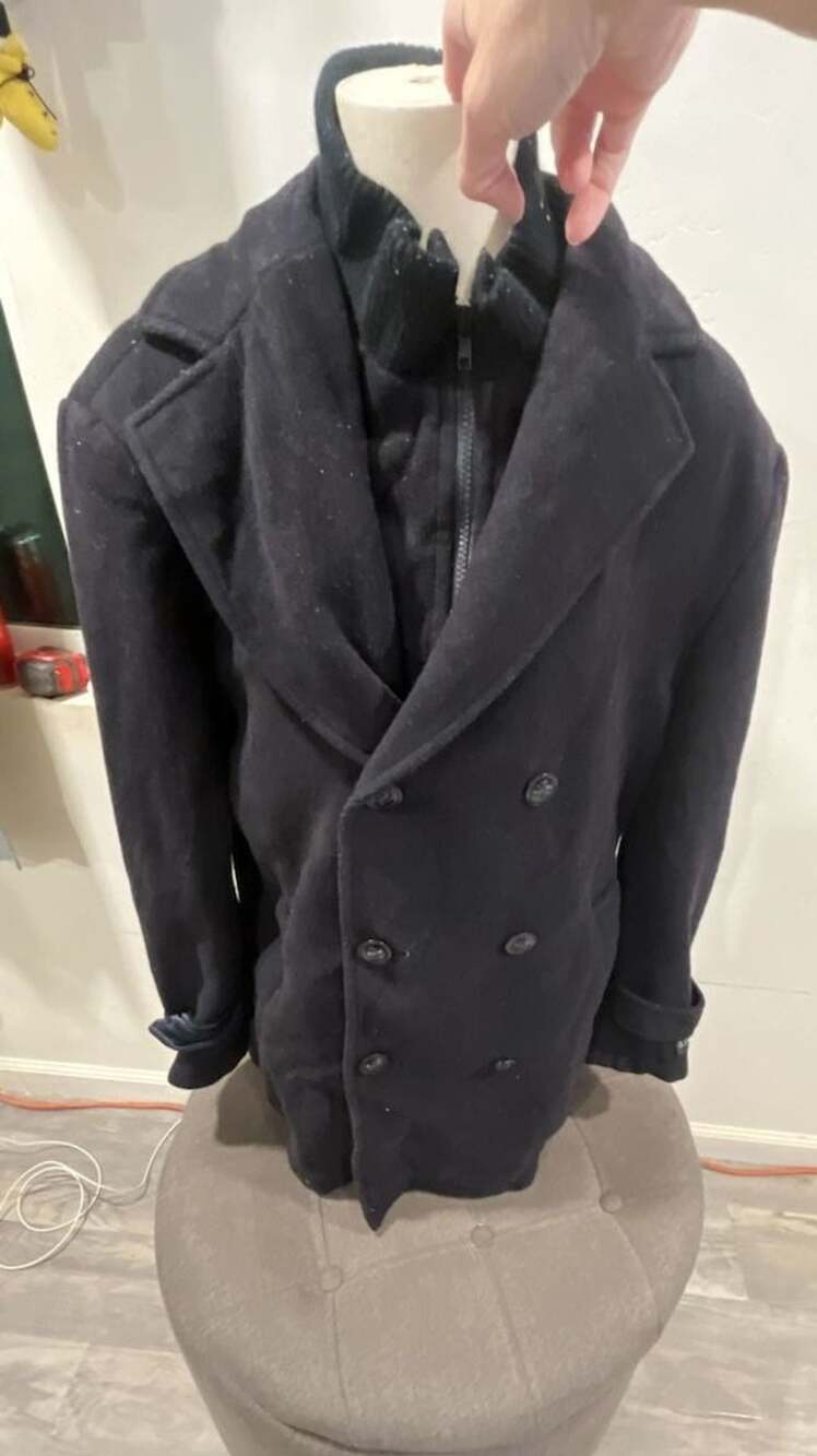 Lauren Ralph Lauren Black Double Breasted Wool Peacoat